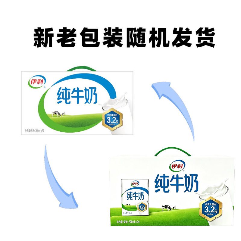 8月特惠-伊利纯牛奶200ml*24盒整箱送礼学生成人营养早餐纯奶正品