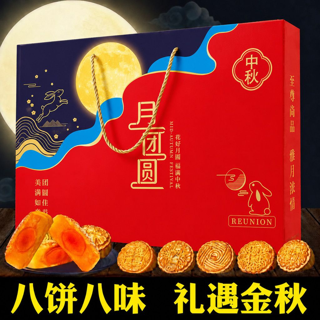 中秋月饼礼盒装送礼广式月饼走亲戚板栗莲蓉蛋黄多口味团购员工礼 图 4