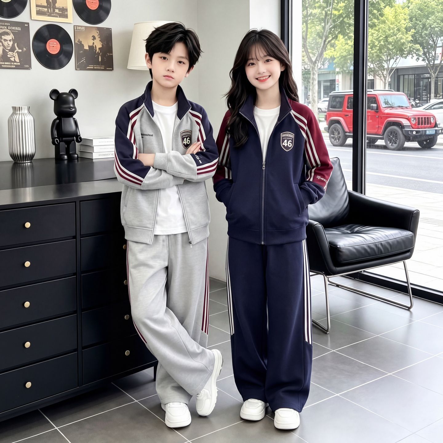 2026新款春秋款男童女童时尚运动套装中大童秋季休闲外套两件套