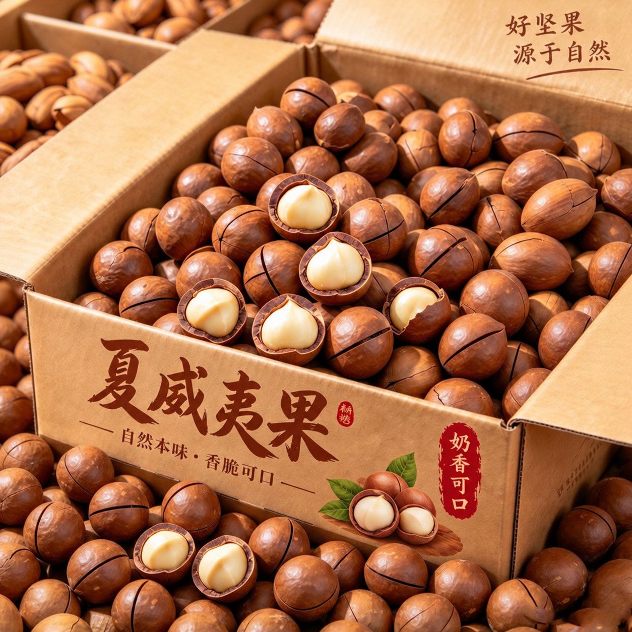 【大开口】夏威夷果奶香味500g大颗粒炒货休闲干果送开壳器零食