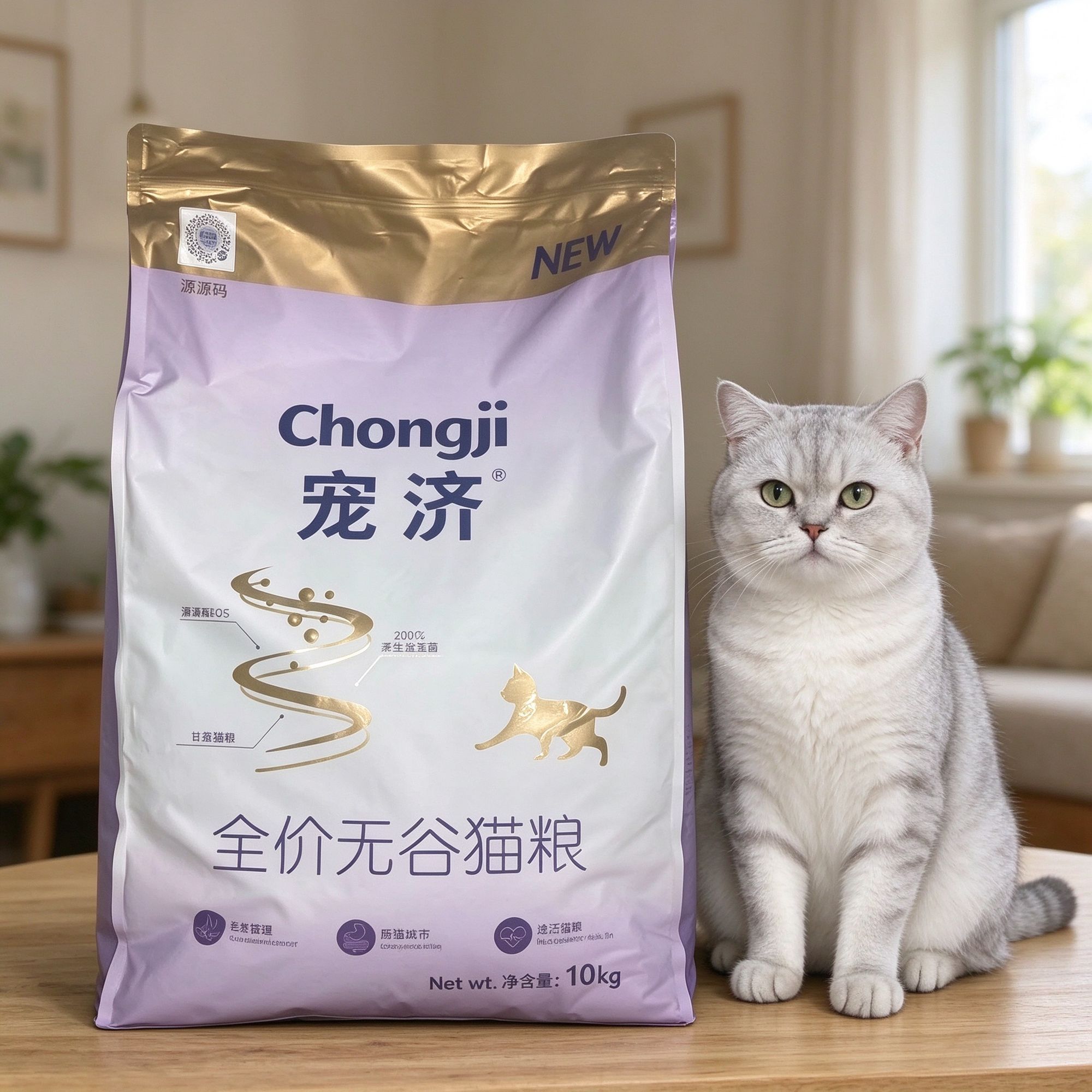 宠济全价无谷猫粮10kg专为挑食猫咪设计呵护肠胃健康营养美味