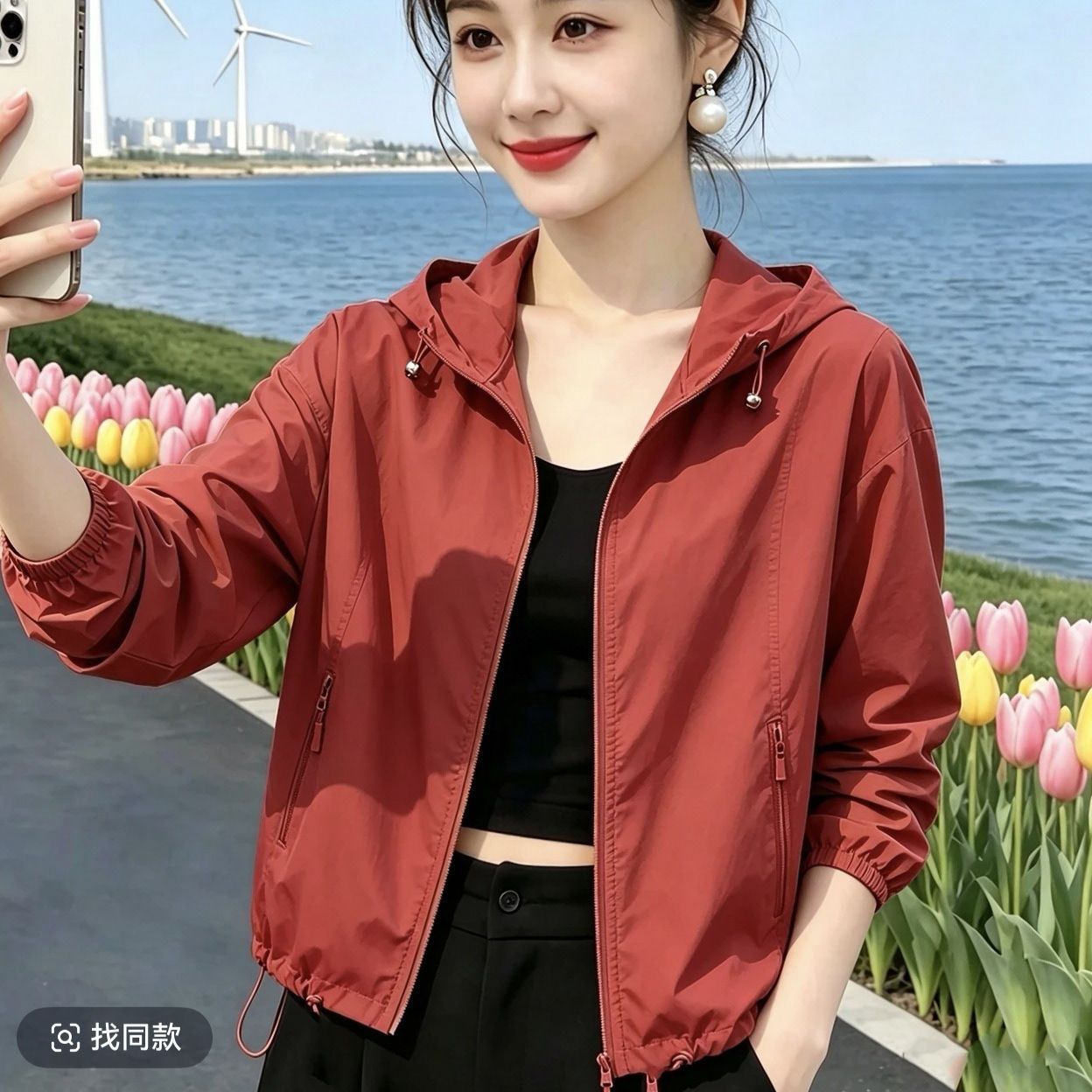 2026新款连帽夹克女收腰显瘦外套秋季短款户外软壳修身外套女