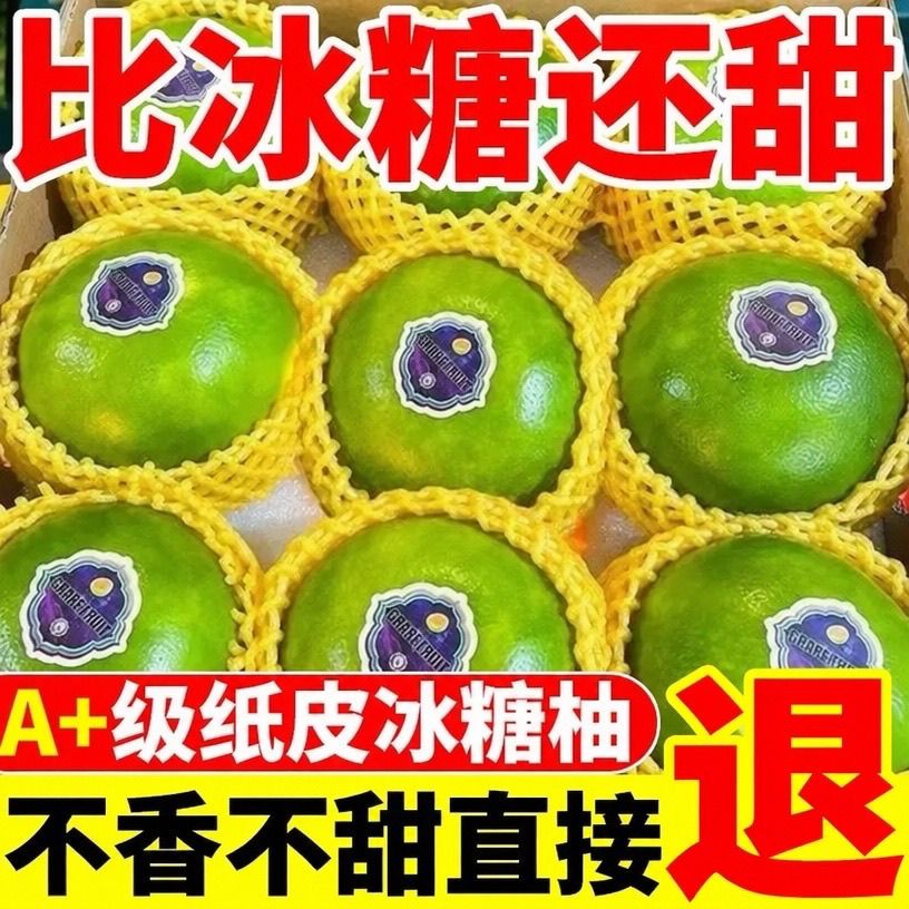 【纸皮冰糖柚】翡翠柚青皮柚子葡萄柚西柚蜜柚新鲜孕妇水果批发价