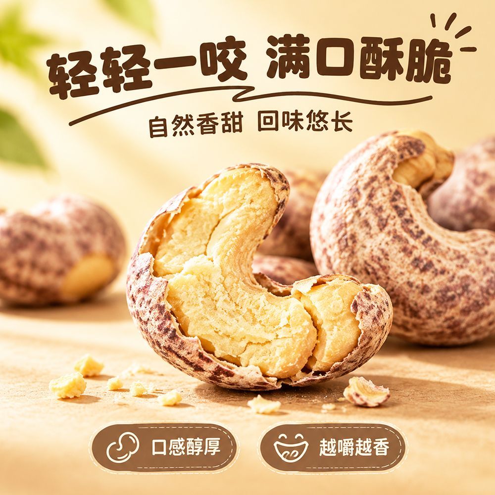 带皮紫衣腰果仁500g大容量一罐装轻度烘焙够香够脆健康零食优选