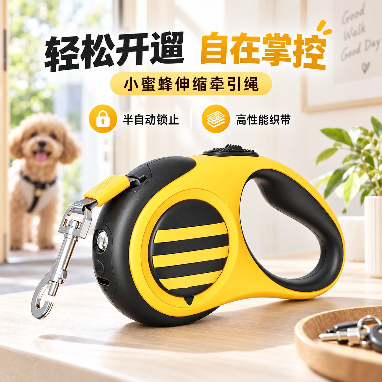 狗狗牵引绳遛狗牵引绳自动收缩器小型大型犬防爆冲狗绳宠物用品