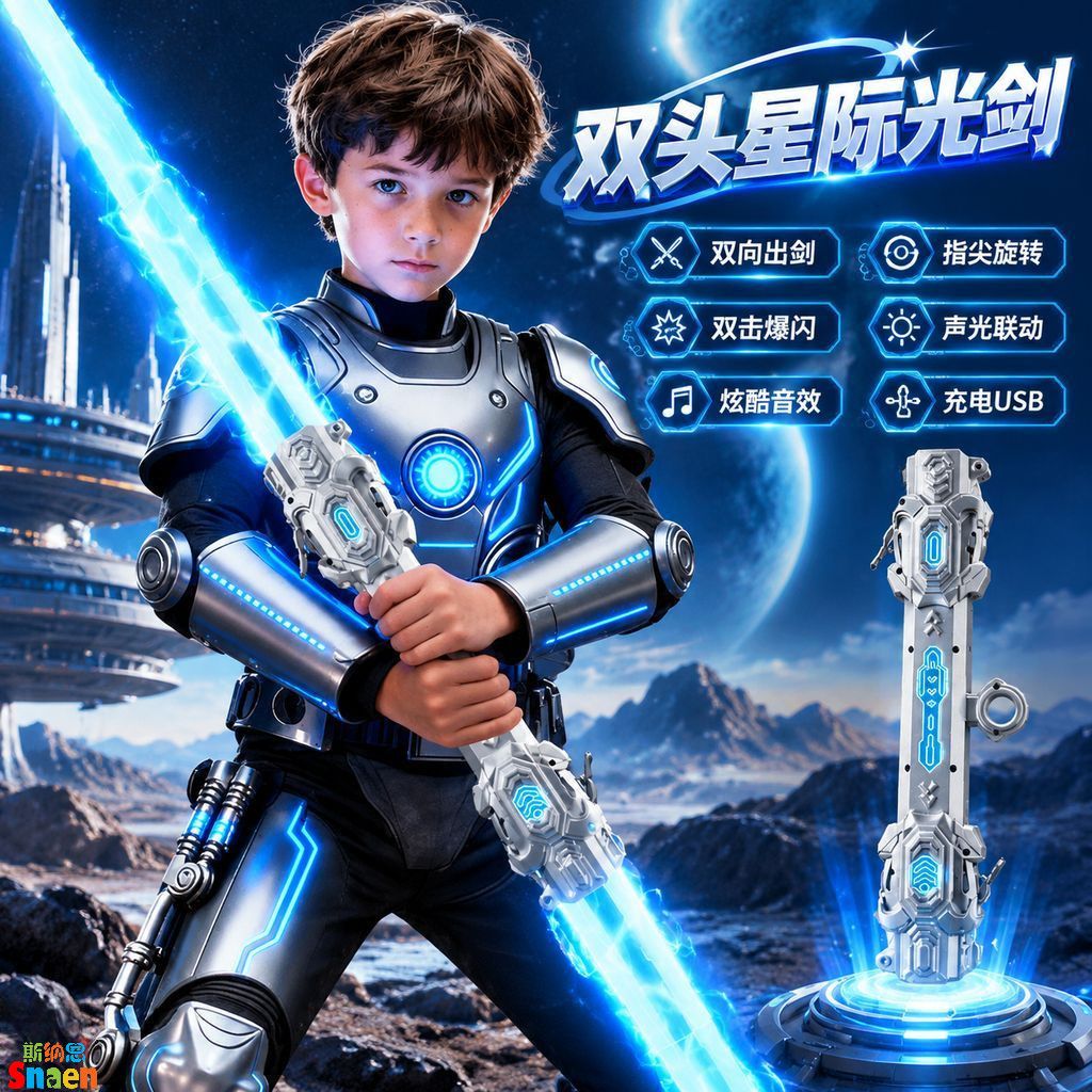 【斯纳恩】星球大战双头伸缩激光剑儿童发光玩具星际光剑男孩炫酷闪光