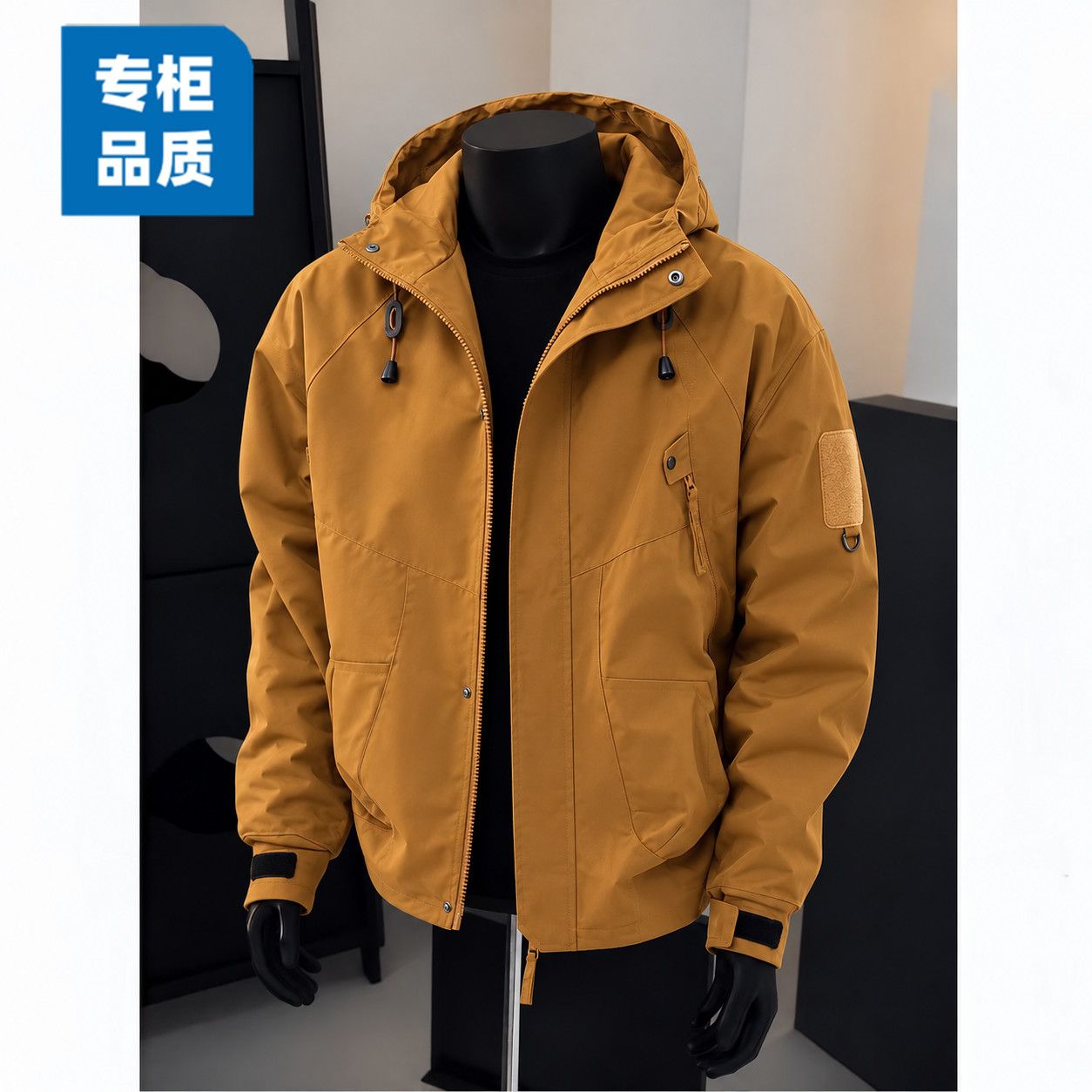 2026新款冲锋衣外套男春秋户外机能防水连帽防风工装百搭夹克上衣