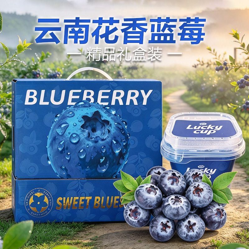 【杯装礼盒】正宗花香11蓝莓现摘大果王新鲜当季18/20mm+顺丰空运
