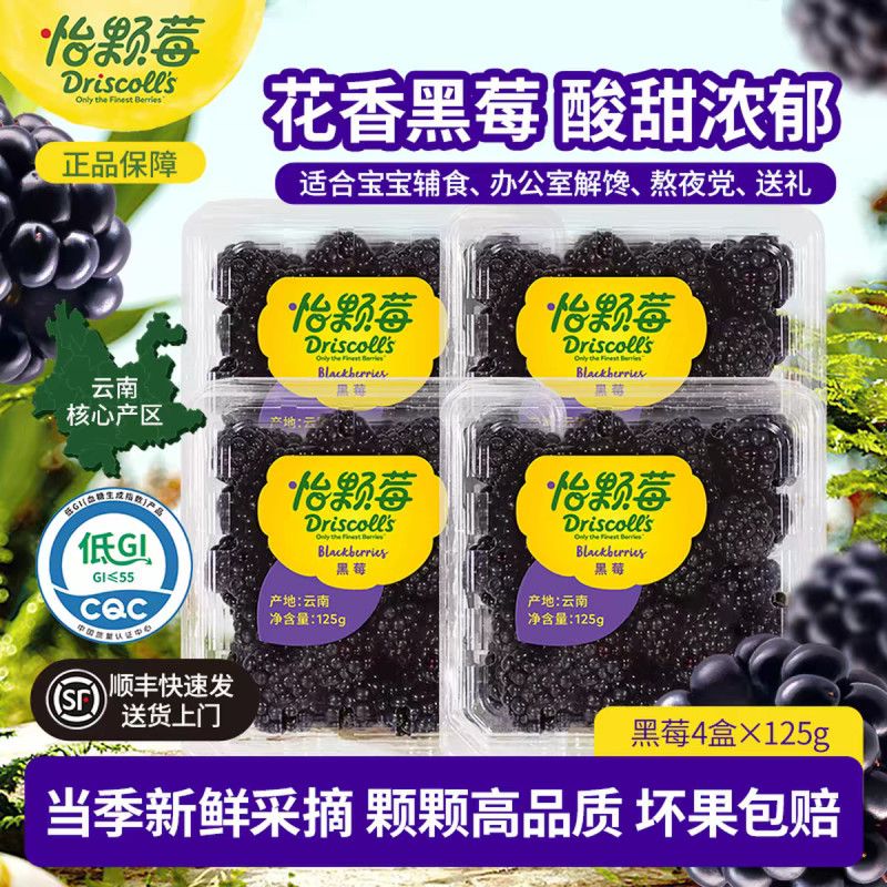 【新鲜黑莓】怡颗莓黑莓浓郁香甜早餐搭配当季新鲜孕妇水果一整箱