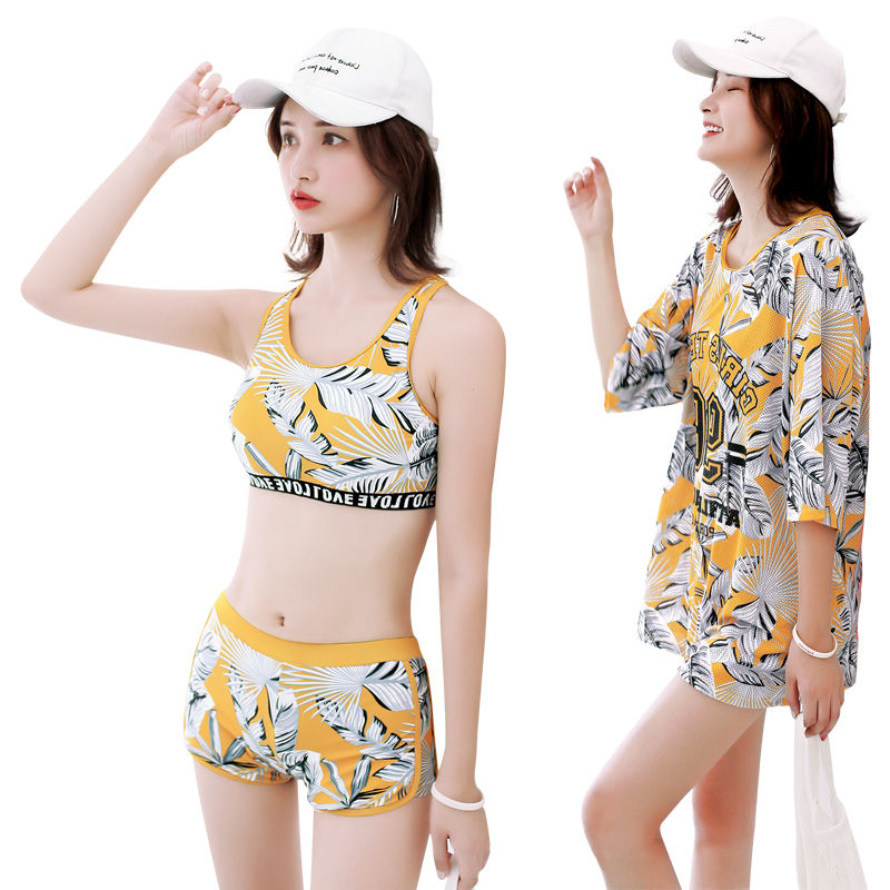 Swimsuit for women in hot springs 2023 new style split Internet celebrity style belly-covering slimming swimsuit three-piece conservative swimsuit