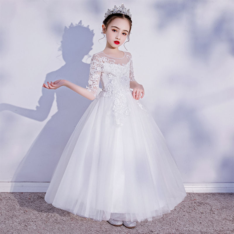 Flower girl wedding little girl dress 2023 new princess dress children wedding dress host piano performance costume
