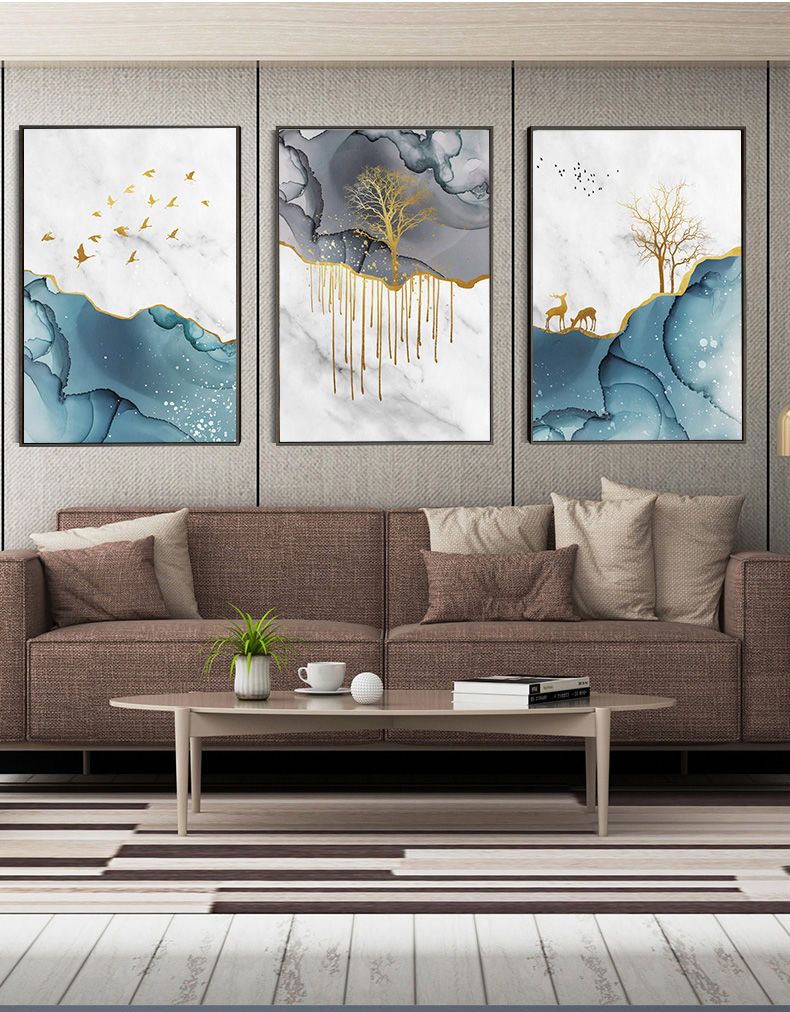 客厅装饰画沙发背景墙壁挂北欧新中式现代简约免打孔抽象美式轻奢