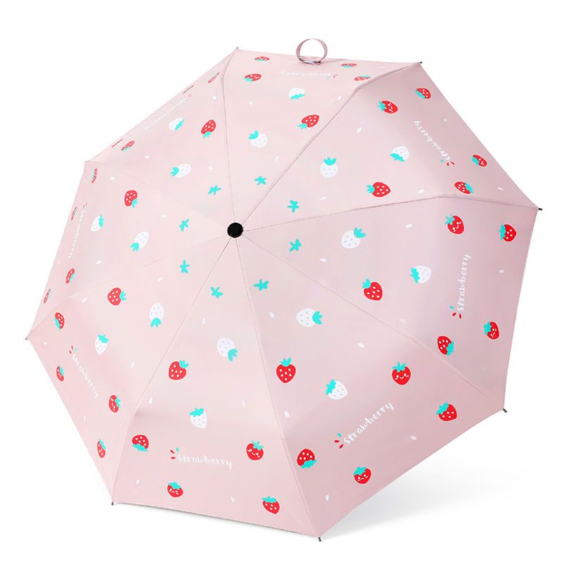Sunny and rainy dual-use small fresh simple umbrella female folding sun protection UV sun umbrella student vinyl three-fold umbrella