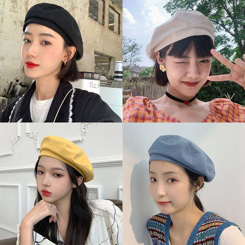 Beret women's Japanese summer thin sunscreen breathable retro new artist hat versatile temperament solid color octagonal hat