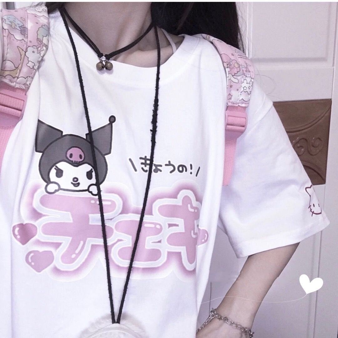 Summer Korean college style cartoon letter printing loose Cute short sleeve t-shirt female student soft sister clothes