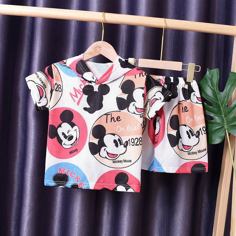 Boy's summer suit handsome 2020 new fashion one year old children's short sleeve baby hollow Hooded Baby Clothes thin
