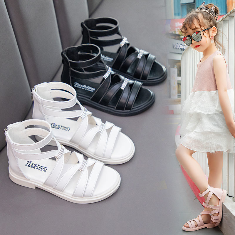 Girls' sandals summer new fashion soft sole princess shoes children's antiskid Roman shoes little girls' shoes