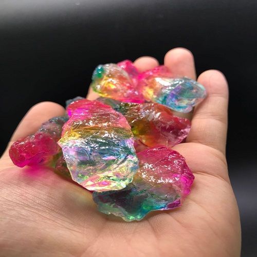 水晶原石彩晶碎石鱼缸装饰盆栽香薰奇石矿石水晶石粉晶紫晶白水晶