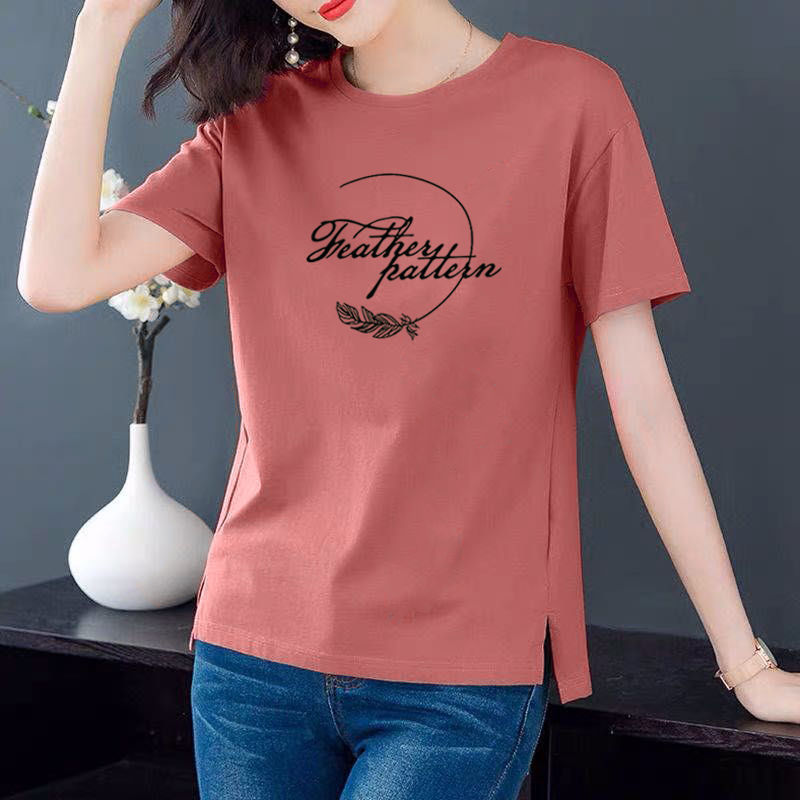 Cotton short sleeve T-shirt for women 2020 new Korean loose fat mm print large women's T-shirt summer wear