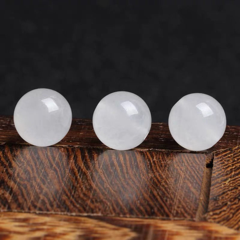 7A天然新疆和田昆仑白玉散珠子DIY水晶饰品配件手工材料白玉圆珠