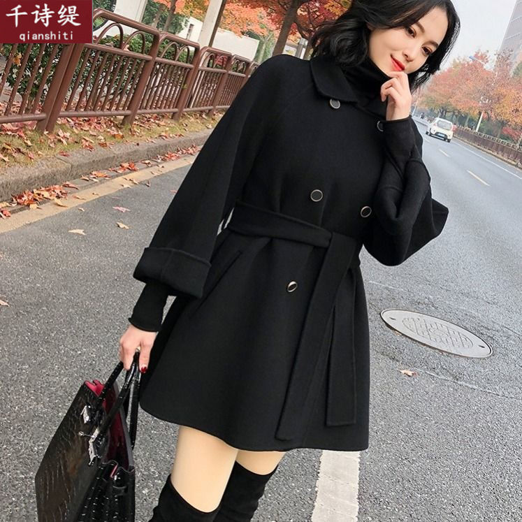 Double sided woolen coat small short Hepburn tweed coat autumn / winter 2020 new Korean women's coat