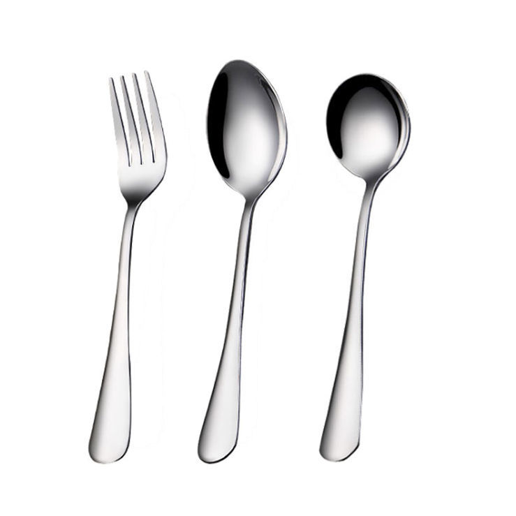 加厚6支韩式勺子不锈钢家用汤匙吃饭勺调羹一家四口六口筷子叉子