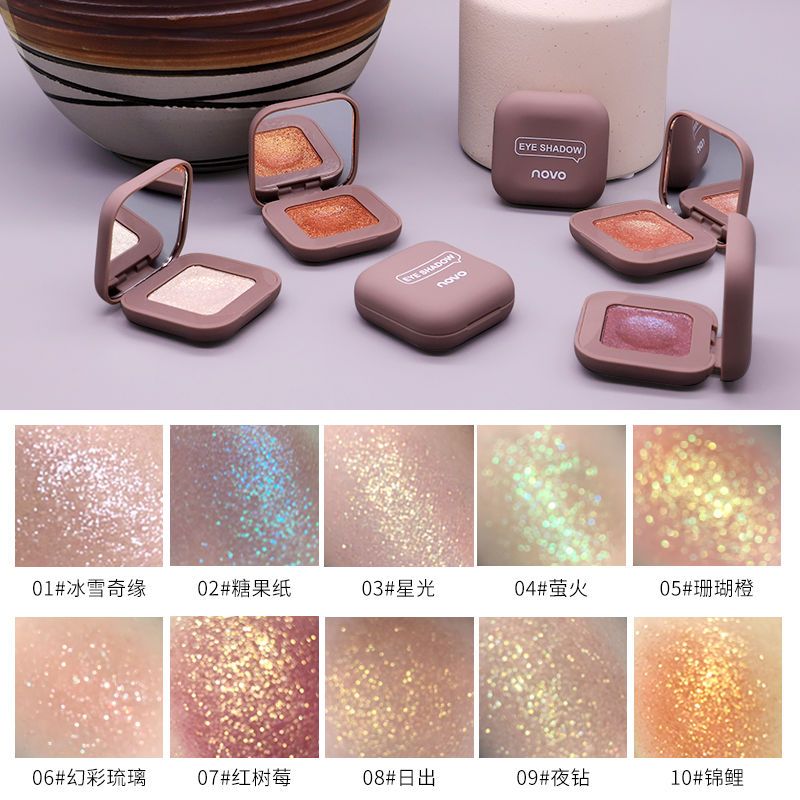 NOVO眼影單色閃粉亮晶晶珠光ins超火土豆泥眼影盤網紅款學生平價