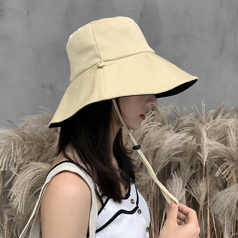 Fisherman hat for women spring and summer Korean style trendy Japanese style double-sided face-covering anti-UV hat large brim sun protection hat for men