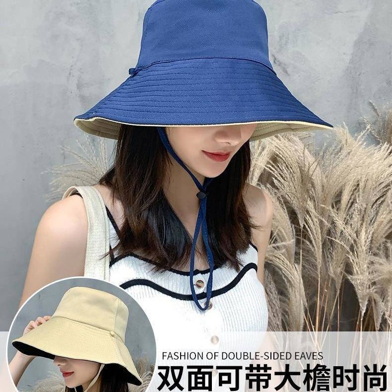 Fisherman hat for women spring and summer Korean style trendy Japanese style double-sided face-covering anti-UV hat large brim sun protection hat for men