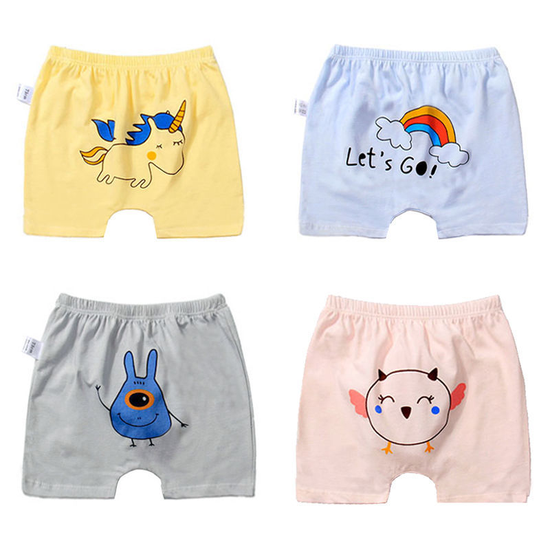 Boys and girls 0 pure cotton baby 1 year old summer baby big PP pants 2 cartoon ass Shorts 3 thin 5-point shorts