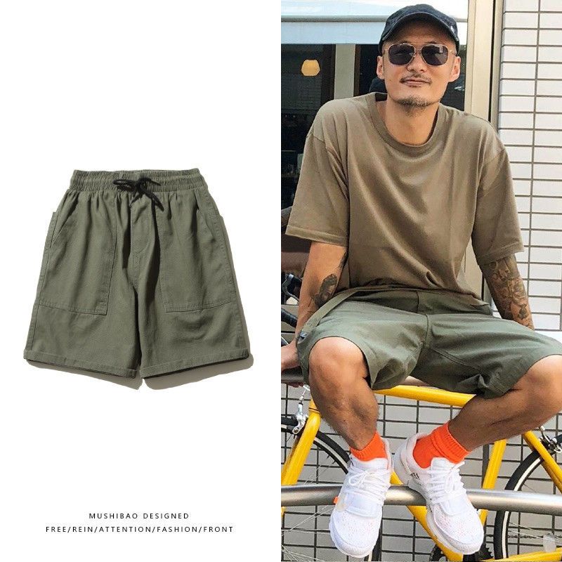 Yu wenle washing work clothes shorts men's summer wear loose fashion brand ins Japanese casual trend Pants Capris