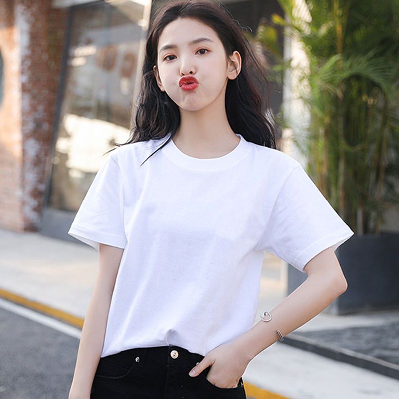 Short sleeve T-shirt women's Korean version loose casual girl's large round neck T-shirt