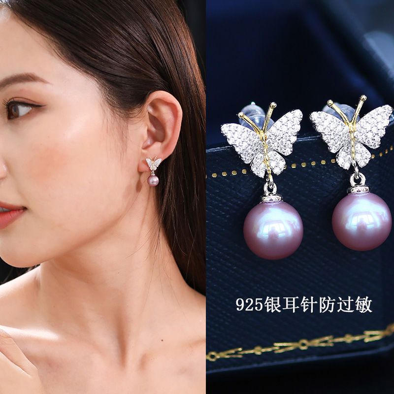 珍珠耳环女纯银网红长款2020最新款气质珍珠耳坠耳钉女简约耳饰女