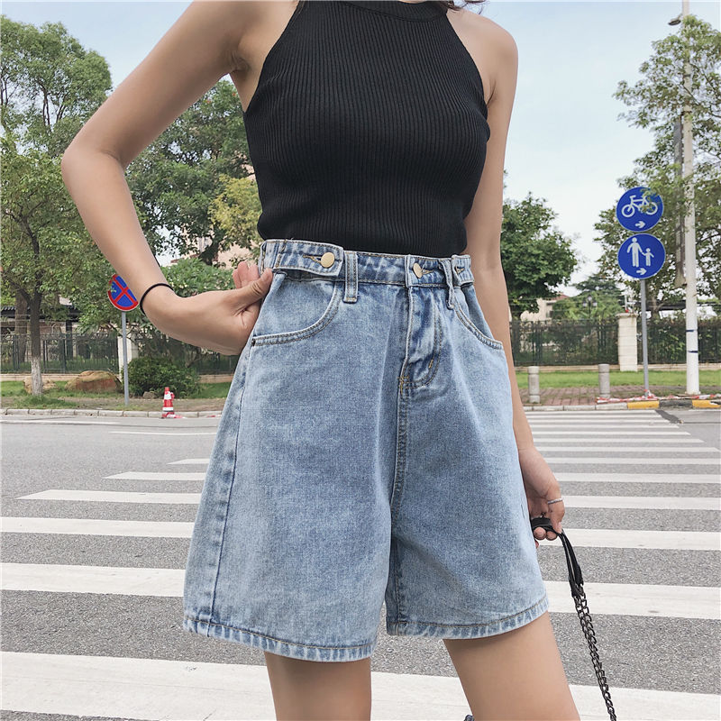 五分褲牛仔短褲女夏季薄款大碼胖mm200斤韓版高腰寬鬆顯瘦a字中褲
