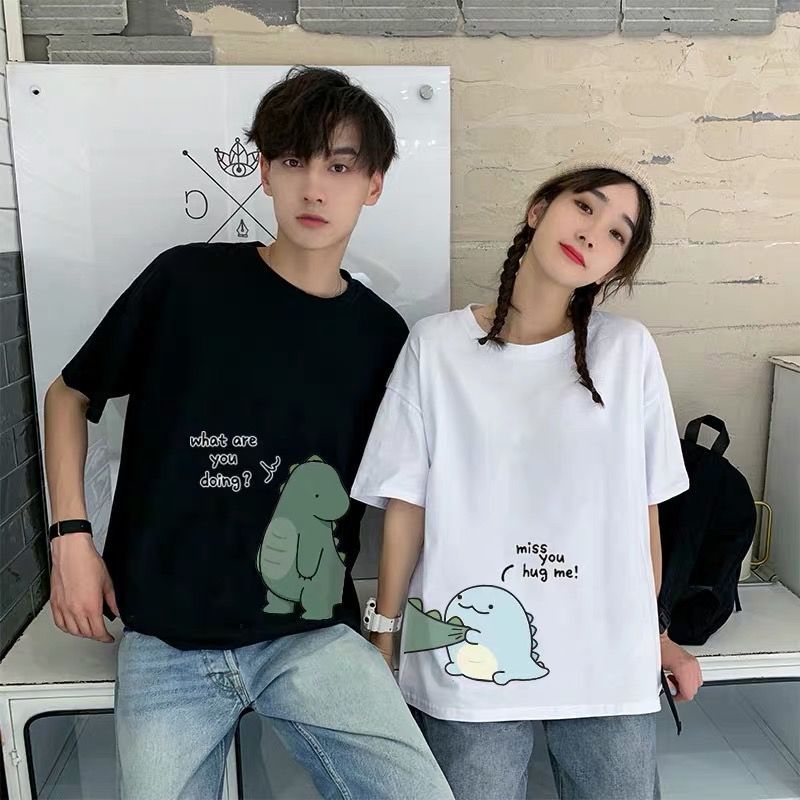 Couple's wear a man and a woman summer wear Korean loose ins short sleeve T-shirt for boys and girls