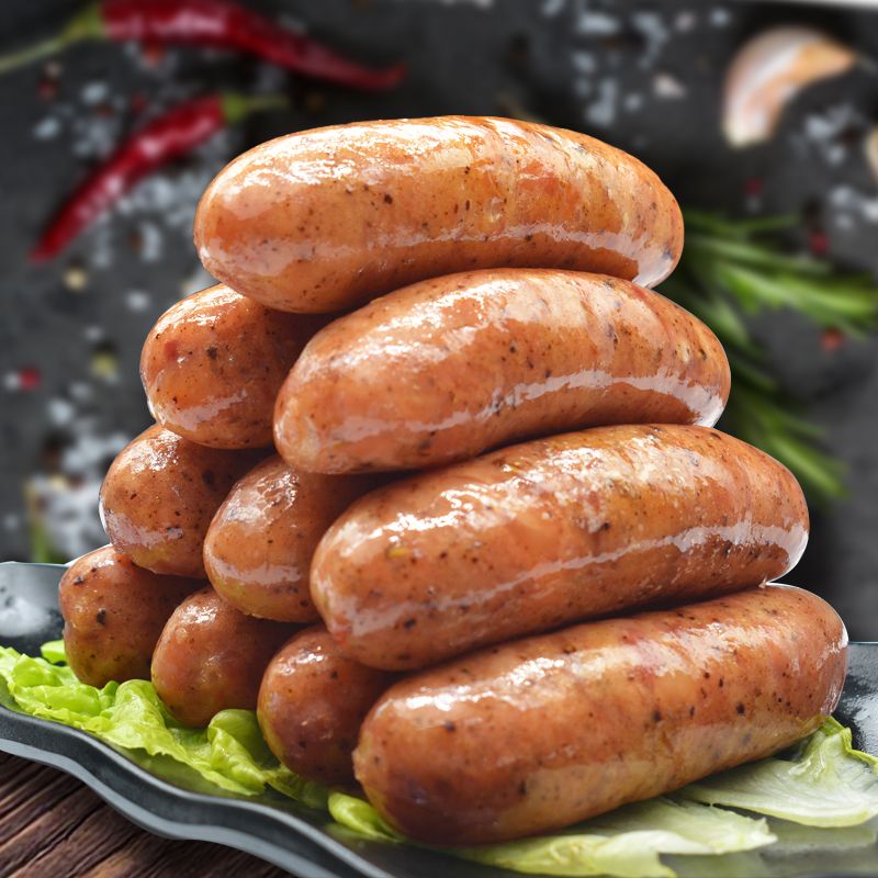 热狗肉肠纯火山石烤肠原味黑胡椒地道肠台湾风味火腿烧烤香肠批发