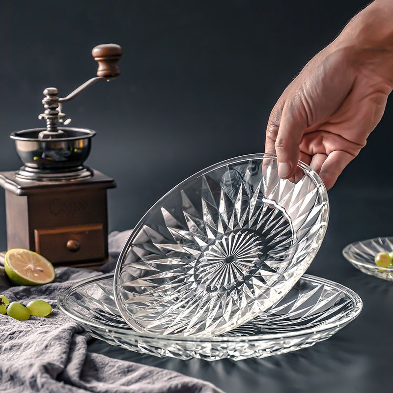 透明玻璃钻石纹碗水果蔬菜沙拉碗冰碗ins风厨房餐具大中小号套