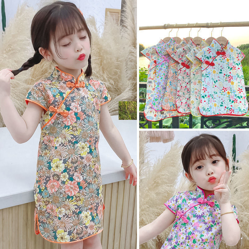 2020 summer new girl sweet Chinese style cheongsam children's Tang suit children's Hanfu Baby Dress