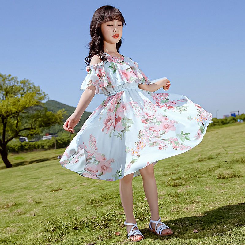 Girls' dress summer dress 2020 new middle school children's summer skirt Chiffon girl Princess Dress