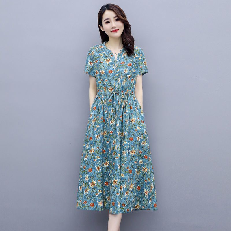Summer floral dress 2020 new style Printed Dress with slim waist and foreign style