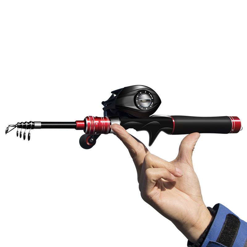 超短迷你路亚竿套装初学者全套枪直柄水滴轮伸缩马口便携路亚海杆