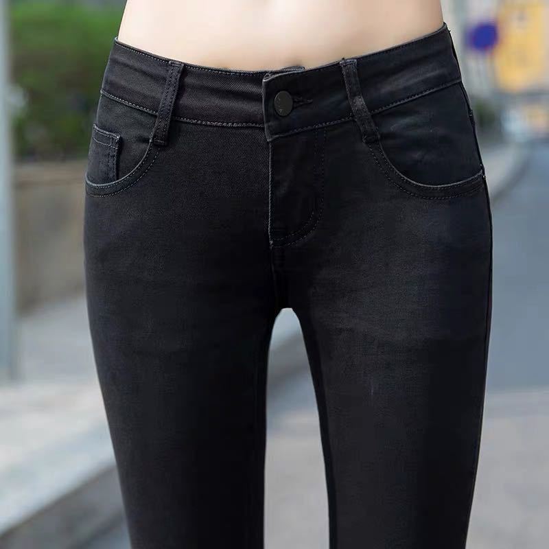 Low rise jeans women's  new summer thin tight cropped pants look thin Korean elastic Leggings