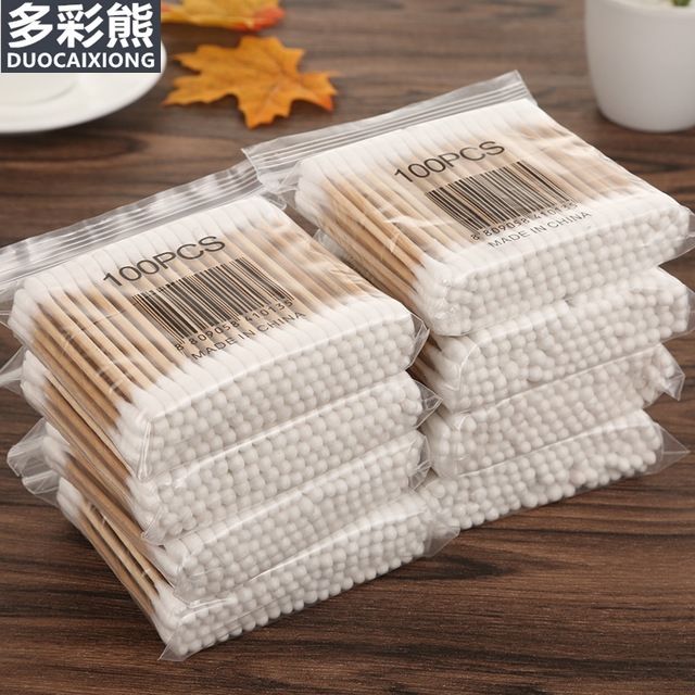 Colorful bear double head cotton swab take out the ear baby beauty make up cotton swab lipstick sanitary swab box