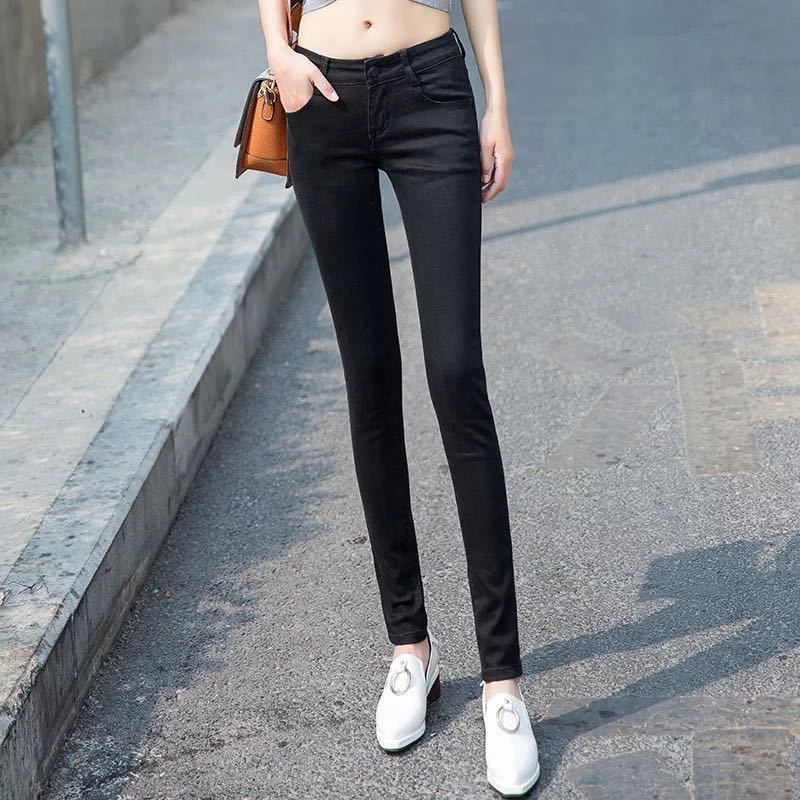 Low rise jeans women's  new summer thin tight cropped pants look thin Korean elastic Leggings