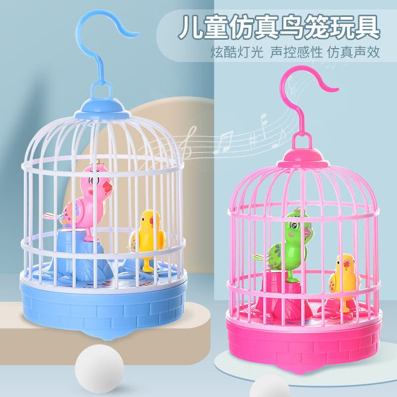 Children's toy voice control bird electric induction parrot simulation pet puzzle boy toy light music birdcage