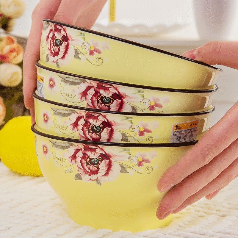 4/8个装利比碗色釉碗4.5/5英寸南瓜碗家用陶瓷碗米饭碗面碗汤碗