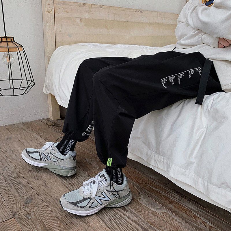 Men's casual pants, men's trousers, summer thin trousers, men's loose students, Korean version of cropped trousers, trendy all-match sports pants