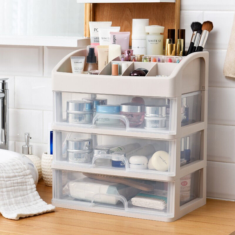 Cosmetic storage box desktop dustproof large capacity dressing box multifunctional transparent desk drawer type shelf