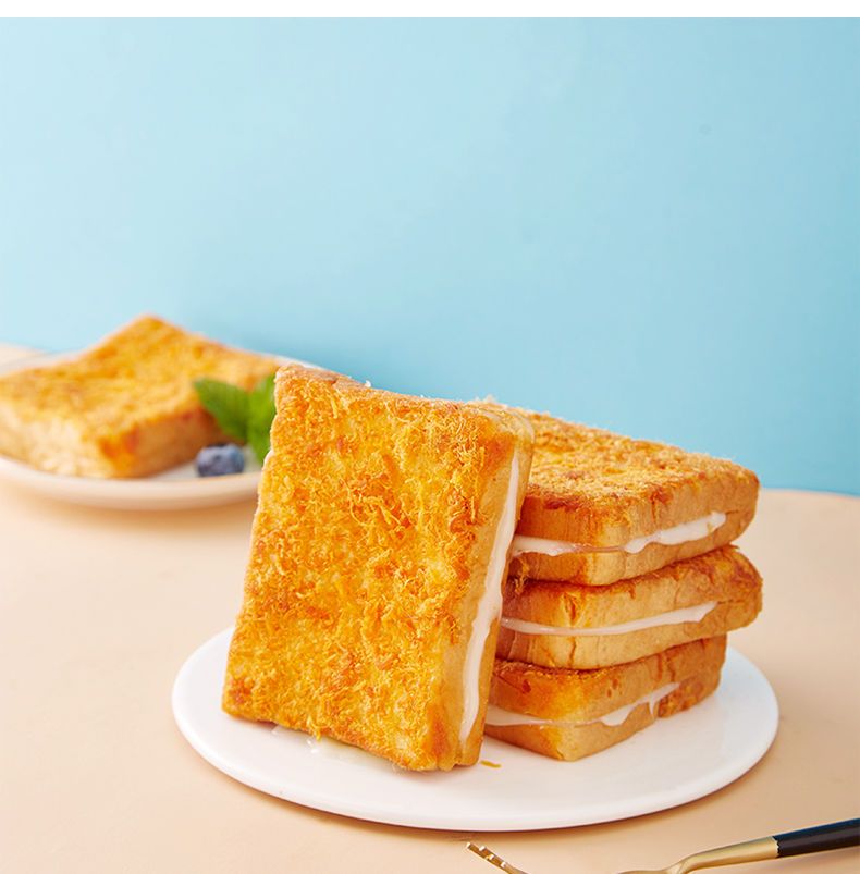 乳酪肉松夹心吐司面包早餐食品网红零食批发速食代餐面包蛋糕400gL