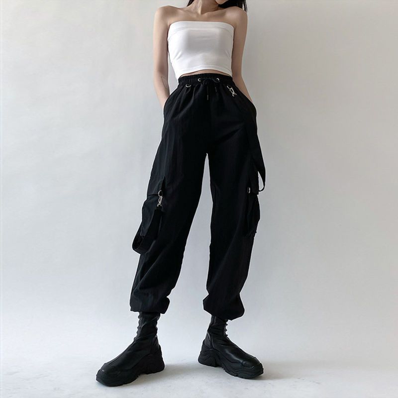 Pants women's summer and Korean version of INS Yuansu loose BF style detachable strap overalls elastic Leggings fashion